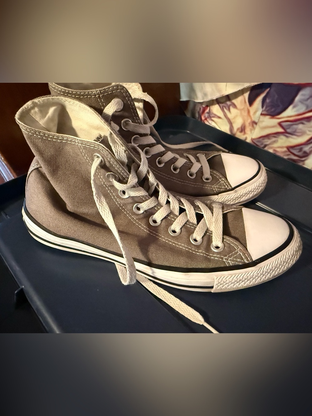 Converse High Top Sneakers in Brown with White Accents